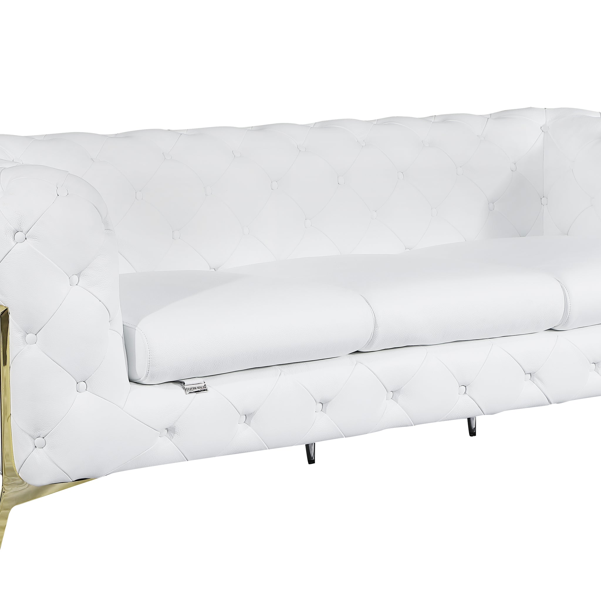 Transitional Top Grain 100% Italian Leather Upholstered Sofa White Foam Leather