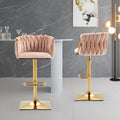 Coolmore Vintage Bar Stools With Back And Footrest Counter Height Dining Chairs 2Pc Set Pink Metal