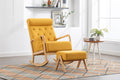 Coolmore Rocking Chair With Ottoman, Mid Century Modern Upholstered Fabric Rocking Armchair, Rocking Chair Nursery With Thick Padded Cushion, High Backrest Accent Glider Rocker Chair For Living Room Yellow Solid Wood