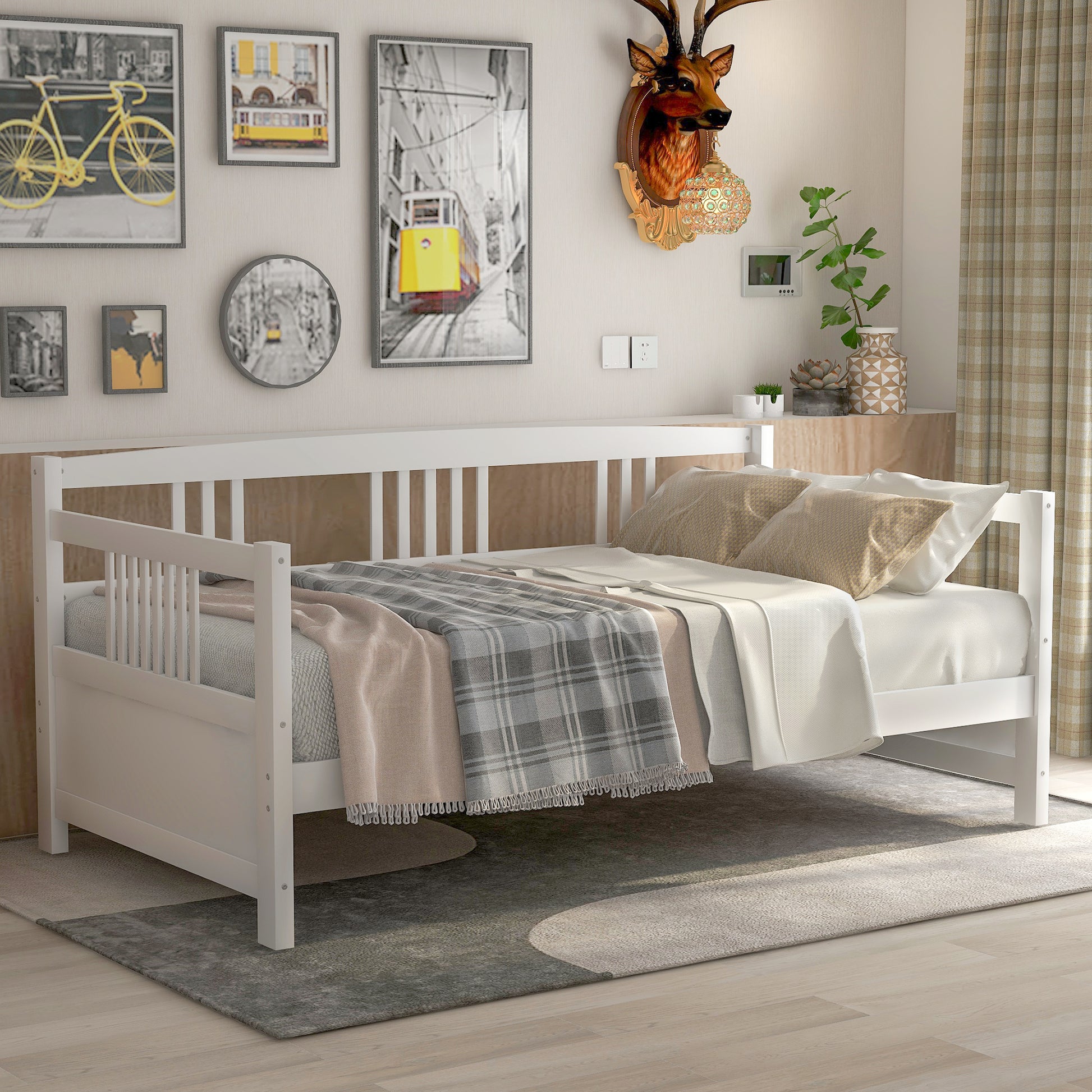 Modern Solid Wood Daybed, Multifunctional, Twin Size, White Previous Sku: Wf191899Aak White Solid Wood