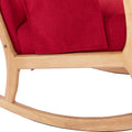 Coolmore Rocking Chair With Ottoman, Mid Century Modern Upholstered Fabric Rocking Armchair, Rocking Chair Nursery With Thick Padded Cushion, High Backrest Accent Glider Rocker Chair For Living Room Red Solid Wood