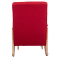 Coolmore Rocking Chair With Ottoman, Mid Century Modern Upholstered Fabric Rocking Armchair, Rocking Chair Nursery With Thick Padded Cushion, High Backrest Accent Glider Rocker Chair For Living Room Red Solid Wood