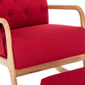 Coolmore Rocking Chair With Ottoman, Mid Century Modern Upholstered Fabric Rocking Armchair, Rocking Chair Nursery With Thick Padded Cushion, High Backrest Accent Glider Rocker Chair For Living Room Red Solid Wood