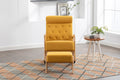 Coolmore Rocking Chair With Ottoman, Mid Century Modern Upholstered Fabric Rocking Armchair, Rocking Chair Nursery With Thick Padded Cushion, High Backrest Accent Glider Rocker Chair For Living Room Yellow Solid Wood