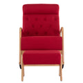 Coolmore Rocking Chair With Ottoman, Mid Century Modern Upholstered Fabric Rocking Armchair, Rocking Chair Nursery With Thick Padded Cushion, High Backrest Accent Glider Rocker Chair For Living Room Red Solid Wood