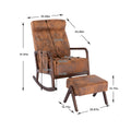 Coolmore Rocking Chair With Ottoman, Mid Century Modern Upholstered Fabric Rocking Armchair, Rocking Chair Nursery With Thick Padded Cushion, High Backrest Accent Glider Rocker Chair For Living Room Coffee Solid Wood