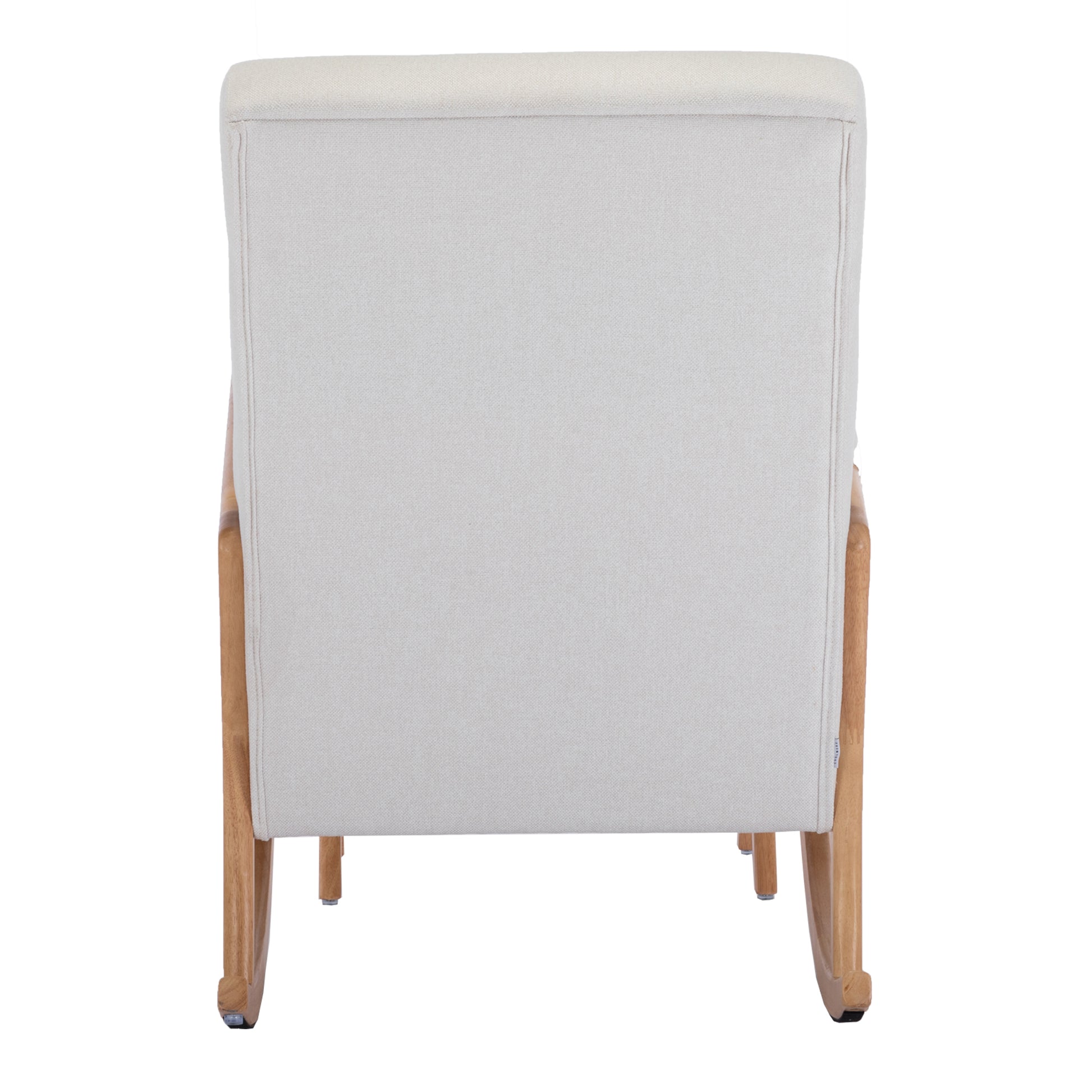 Coolmore Rocking Chair With Ottoman, Mid Century Modern Upholstered Fabric Rocking Armchair, Rocking Chair Nursery With Thick Padded Cushion, High Backrest Accent Glider Rocker Chair For Living Room Beige Solid Wood