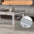 Fashionable Modern Glass Mirrored Coffee Table, Easy Assembly Cocktail Table With Crystal Design And Adjustable Height Legs, Silver Silver Glass