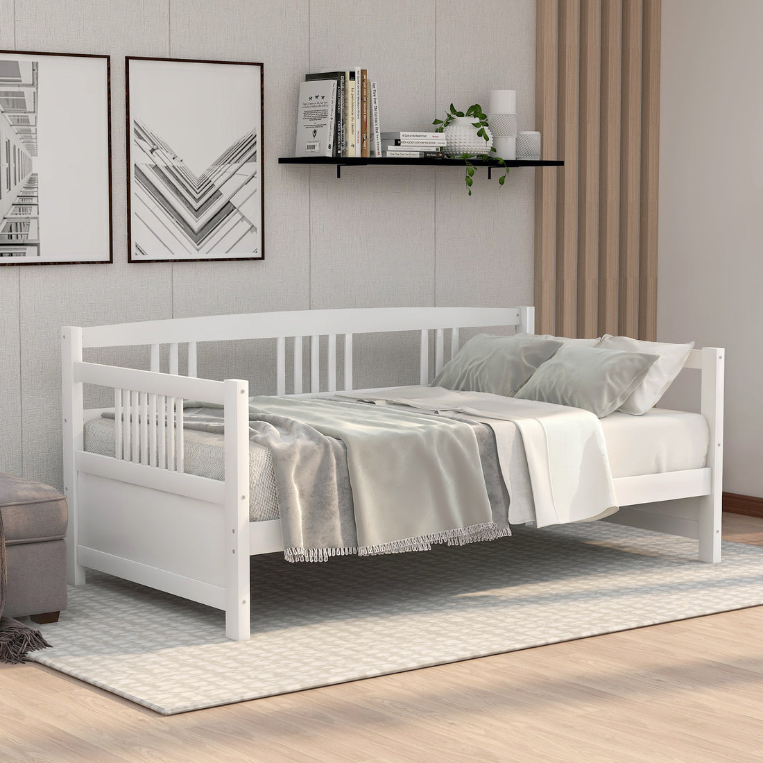 Modern Solid Wood Daybed, Multifunctional, Twin Size, White Previous Sku: Wf191899Aak White Solid Wood