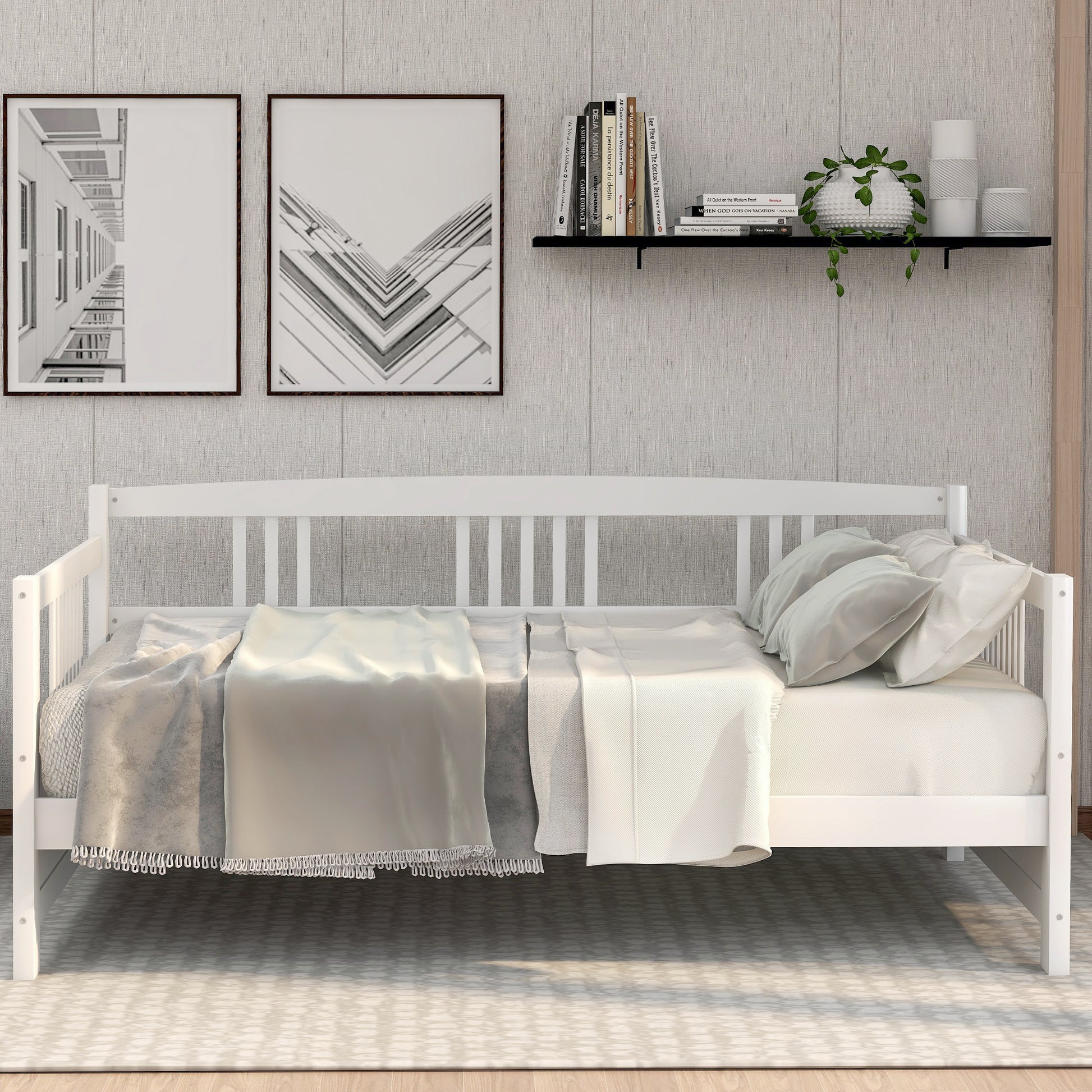 Modern Solid Wood Daybed, Multifunctional, Twin Size, White Previous Sku: Wf191899Aak White Solid Wood