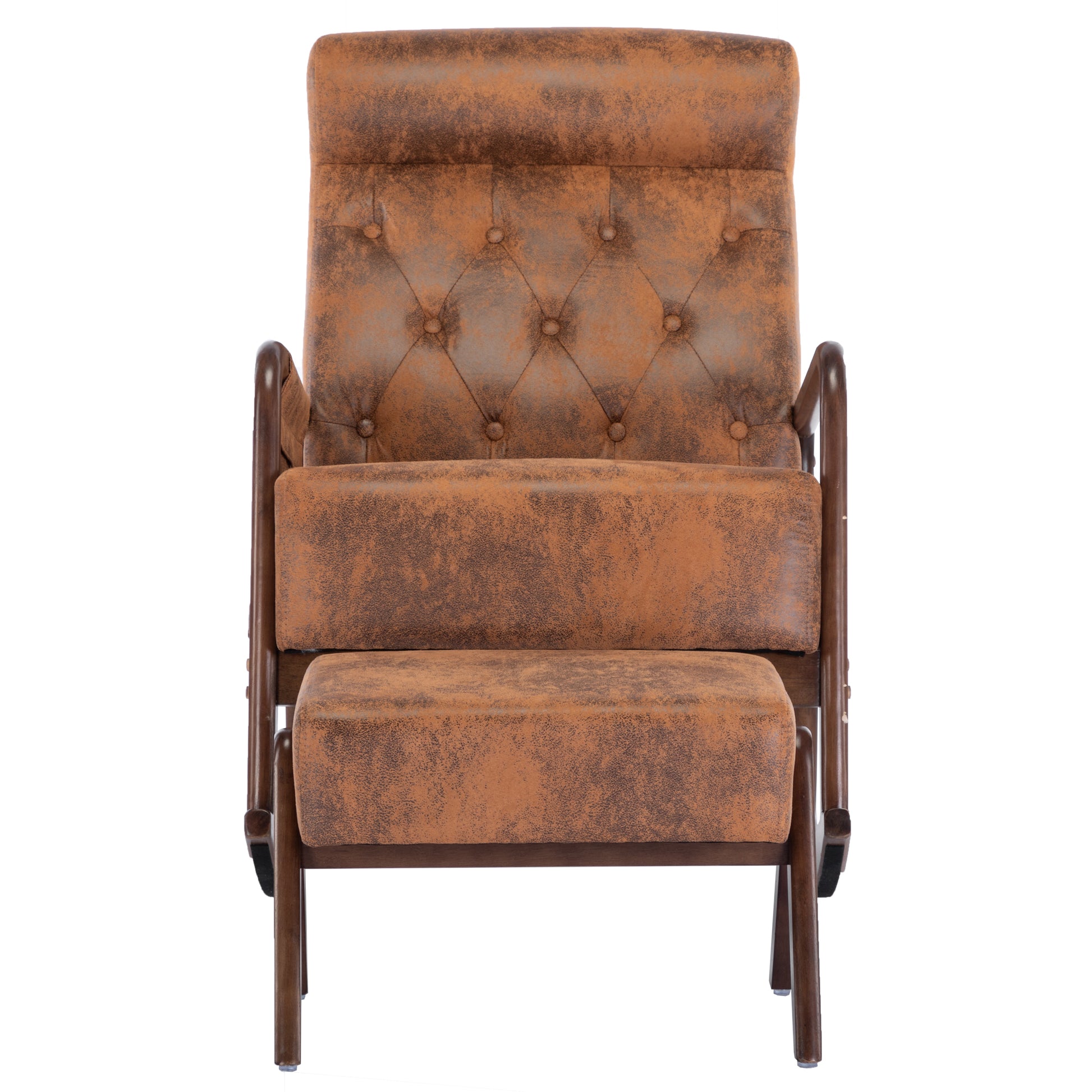 Coolmore Rocking Chair With Ottoman, Mid Century Modern Upholstered Fabric Rocking Armchair, Rocking Chair Nursery With Thick Padded Cushion, High Backrest Accent Glider Rocker Chair For Living Room Coffee Solid Wood