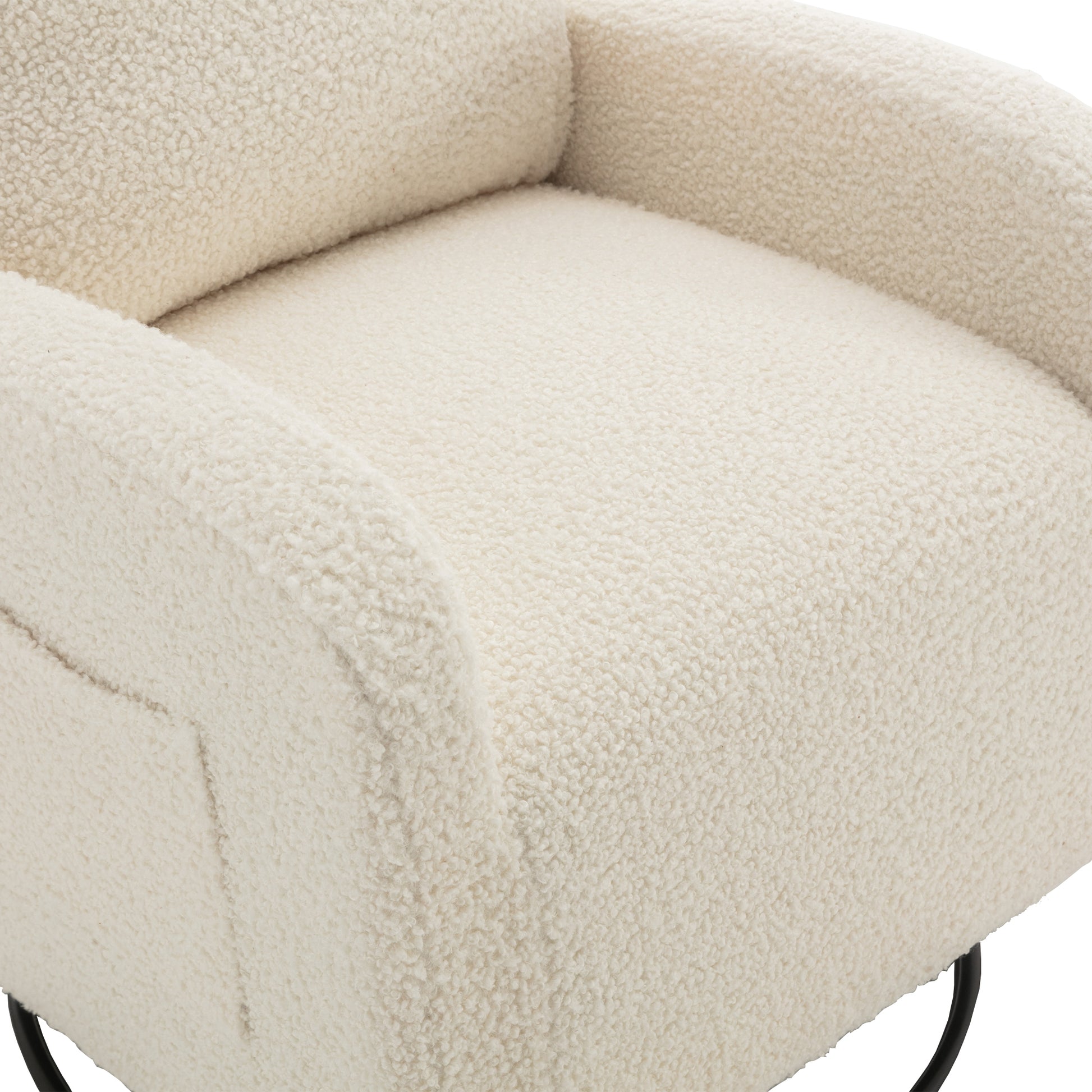 Jiada Upholstered Swivel Glider.Rocking Chair For Nursery In White Teddy.Modern Style One Left Bag White Teddy Primary Living Space Foam Metal