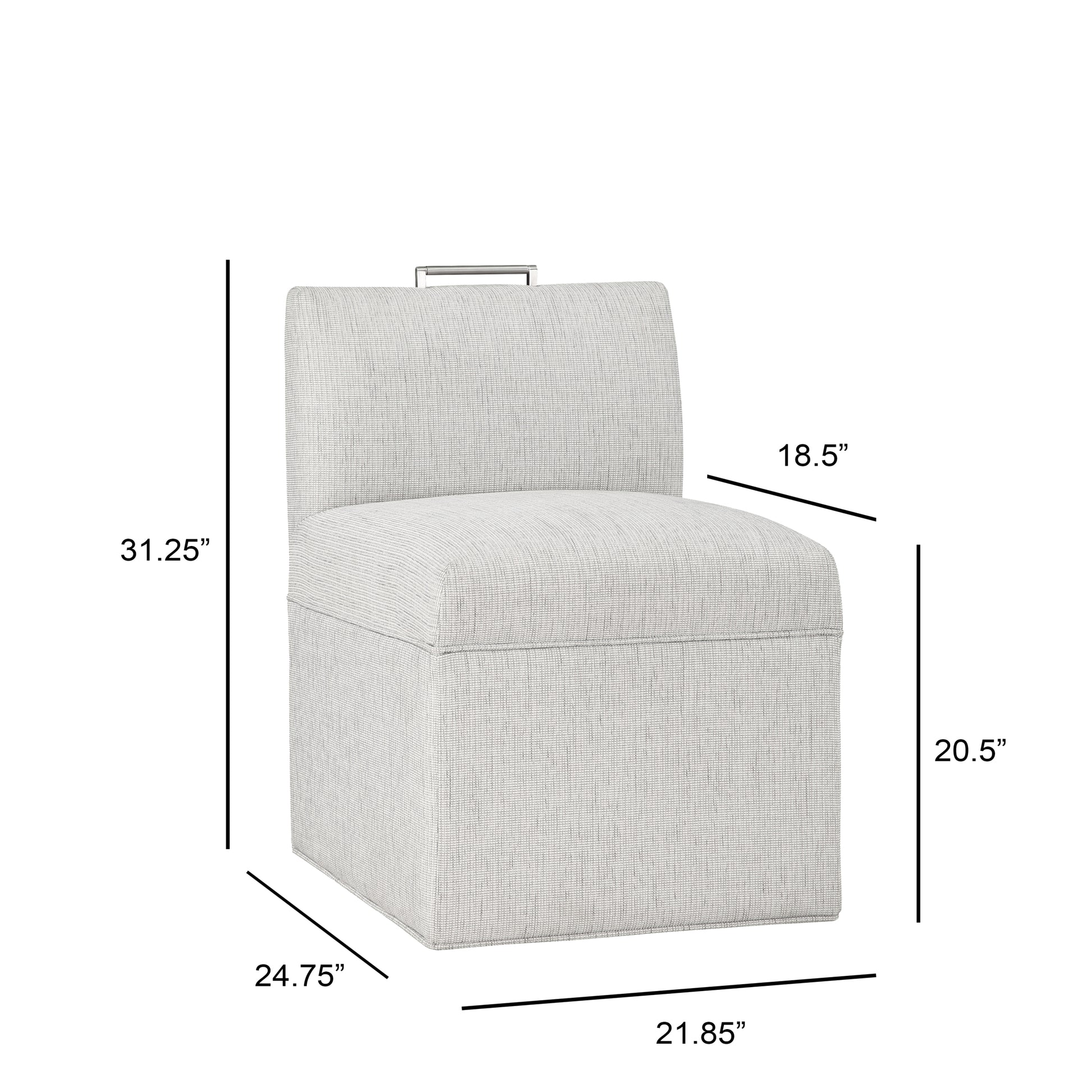 Della Modern Upholstered Castered Chair In Sea Oat Beige Foam Fabric