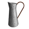 Farmhouse Style Galvanized Metal Jug With Handle, Gray Gray Metal