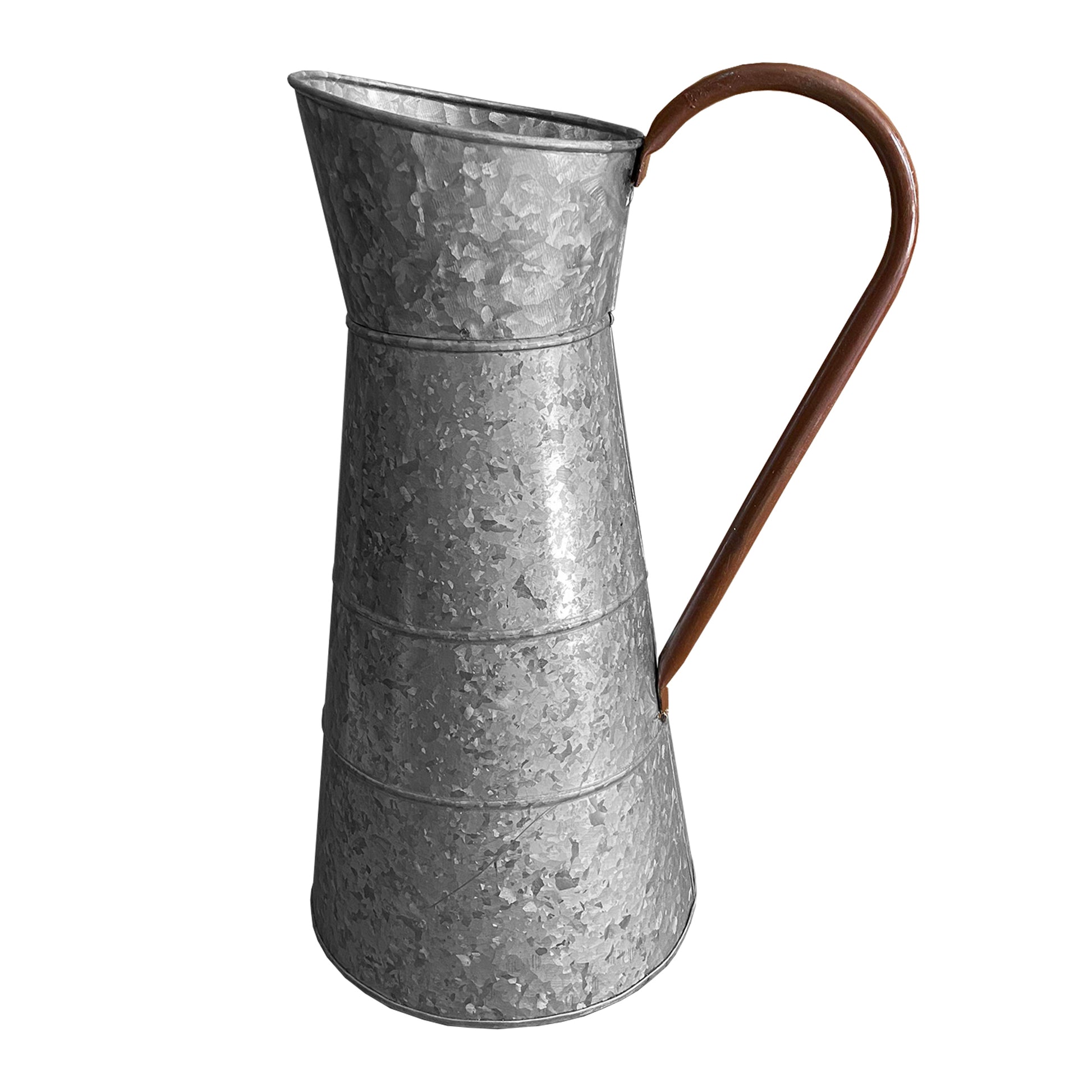 Farmhouse Style Galvanized Metal Jug With Handle, Gray Gray Metal