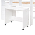 Full Size Low Loft Bed With Rolling Portable Desk, Drawers And Shelves, White Old Sku: Gx000711Aak Box Spring Not Required Full White Wood Bedroom Pine