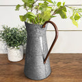 Farmhouse Style Galvanized Metal Jug With Handle, Gray Gray Metal