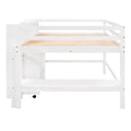 Full Size Low Loft Bed With Rolling Portable Desk, Drawers And Shelves, White Old Sku: Gx000711Aak Box Spring Not Required Full White Wood Bedroom Pine