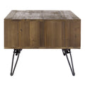 Betsy 42 Inch Reclaimed Wood Rectangle Farmhouse Coffee Table With Storage, Iron Legs, Natural Brown Brown Solid Wood