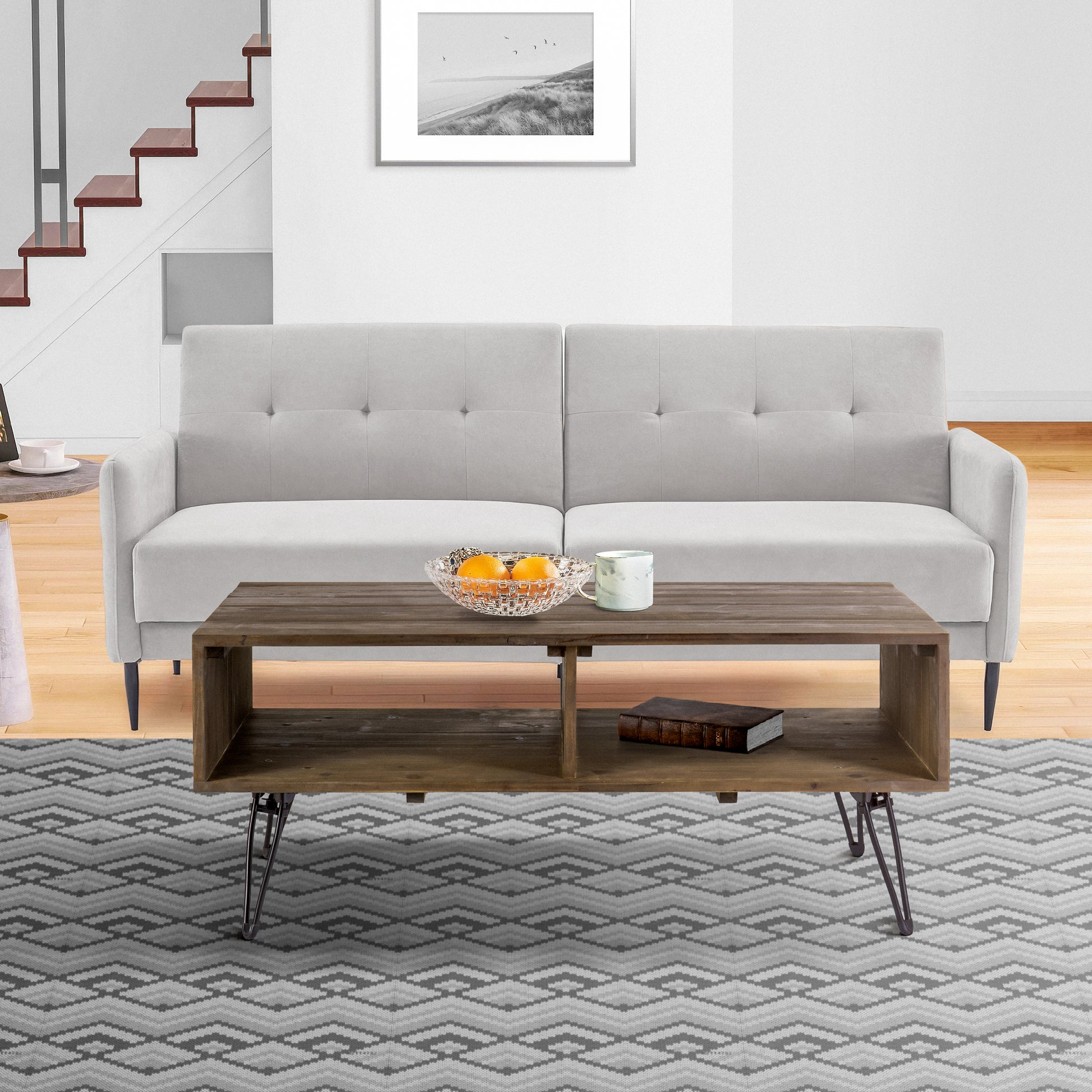 Betsy 42 Inch Reclaimed Wood Rectangle Farmhouse Coffee Table With Storage, Iron Legs, Natural Brown Brown Solid Wood