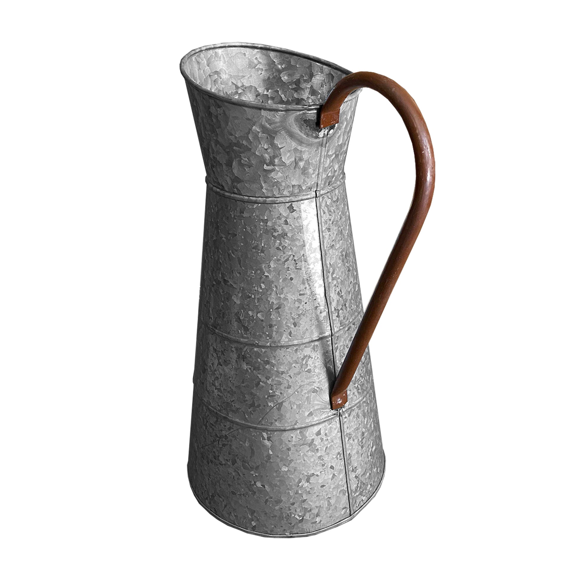 Farmhouse Style Galvanized Metal Jug With Handle, Gray Gray Metal