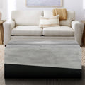 45 Inch Rectangular Mango Wood Coffee Table, Iron Base, Washed White And Black Gray Solid Wood