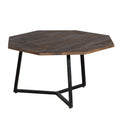 35, 28 Inch 2 Piece Nesting Coffee Table Set, Octagon Top, Mango Wood, Brown And Black Brown Solid Wood