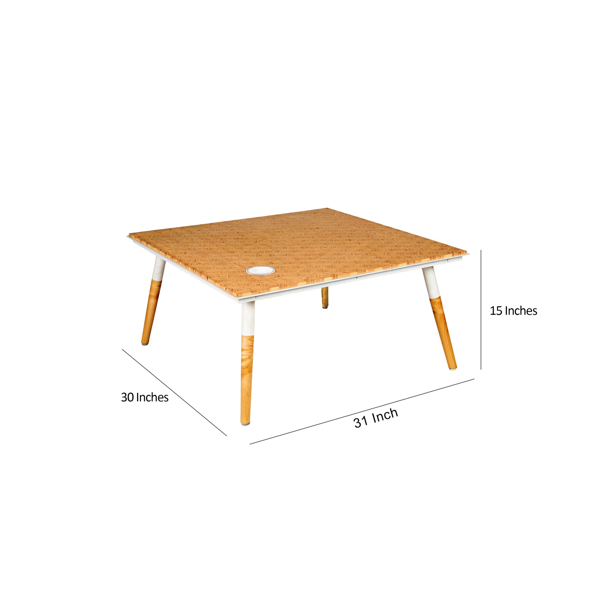 Paige 31 Inch Illusion Rectangular Wooden Coffee Table, Wood Brown, White Brown Solid Wood