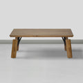 Rectangular Wooden Coffee Table With Block Legs, Natural Brown Brown Mdf