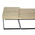 Rectangular Wooden Coffee Table With Metal Frame, Oak Brown And Black Brown Solid Wood