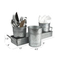 Galvanized Set Of Three Planters With Tray, Gray Gray Metal