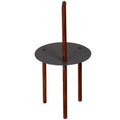 29 Inch Round Metal Top End Table With Inbuilt Wooden Pole, Brown And Black Brown Solid Wood