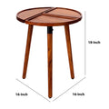 18 Inch Round Acacia Wood Side Accent End Table With 3 Tabletop Sections, Warm Brown Brown Solid Wood