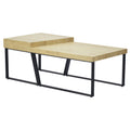 Rectangular Wooden Coffee Table With Metal Frame, Oak Brown And Black Brown Solid Wood