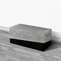 45 Inch Rectangular Mango Wood Coffee Table, Iron Base, Washed White And Black Gray Solid Wood