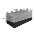 45 Inch Rectangular Mango Wood Coffee Table, Iron Base, Washed White And Black Gray Solid Wood