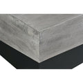 45 Inch Rectangular Mango Wood Coffee Table, Iron Base, Washed White And Black Gray Solid Wood