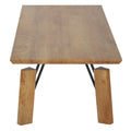 Rectangular Wooden Coffee Table With Block Legs, Natural Brown Brown Mdf