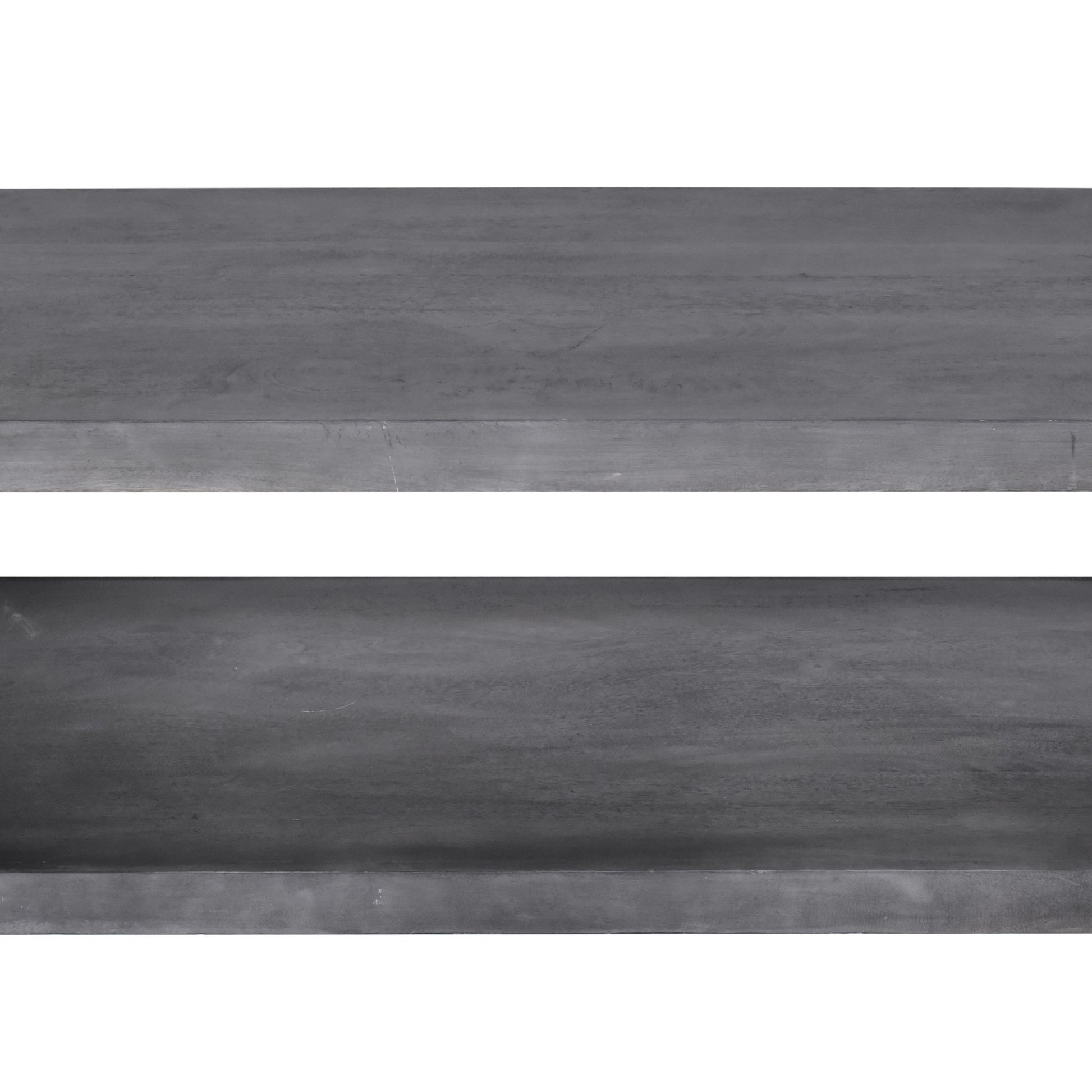 58" Cube Shape Wooden Coffee Table With Open Bottom Shelf, Charcoal Gray Gray Solid Wood