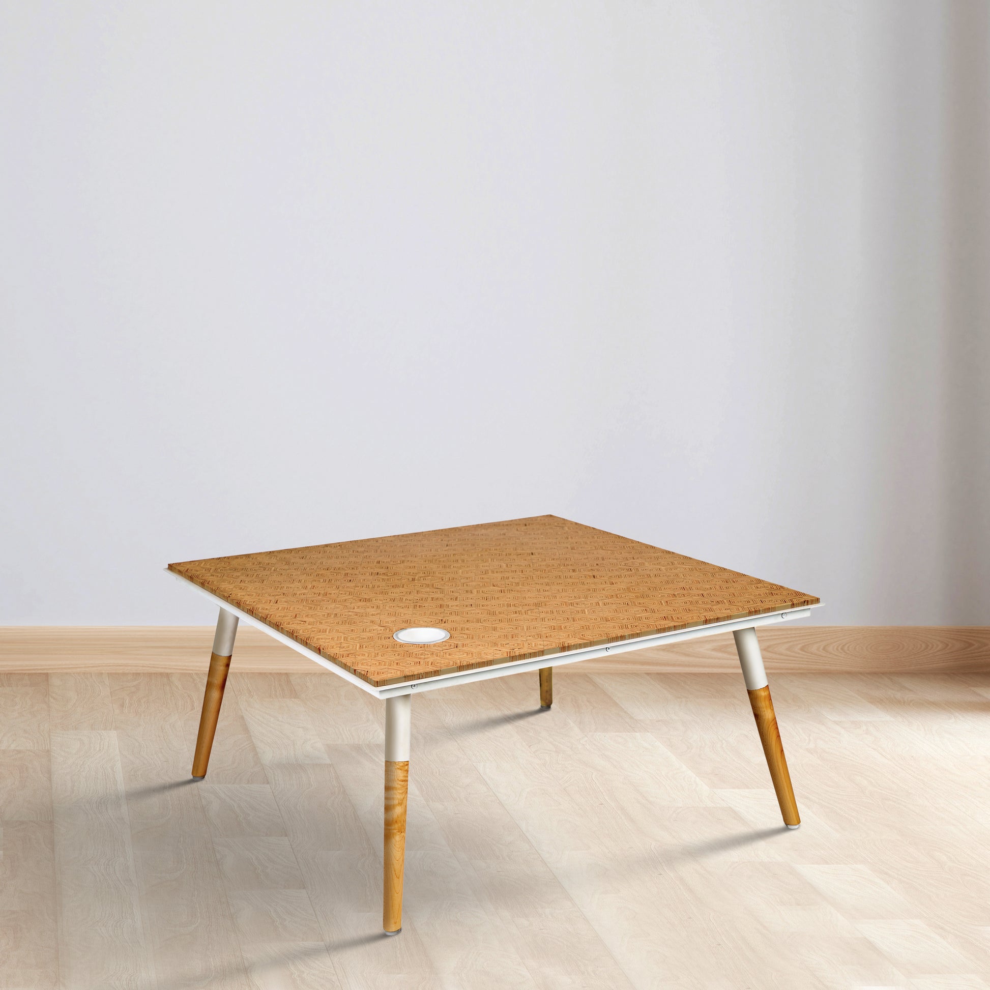 Paige 31 Inch Illusion Rectangular Wooden Coffee Table, Wood Brown, White Brown Solid Wood