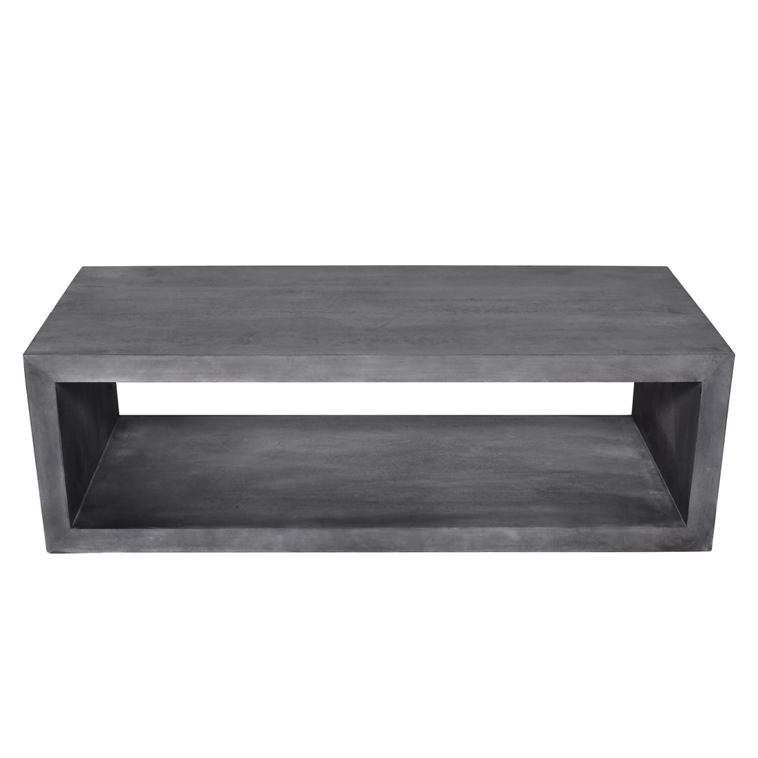 58" Cube Shape Wooden Coffee Table With Open Bottom Shelf, Charcoal Gray Gray Solid Wood