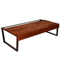 41.7 Inch Rectangular Coffee Table With Plank Style Top, Metal Frame, Brown And Black Brown Solid Wood