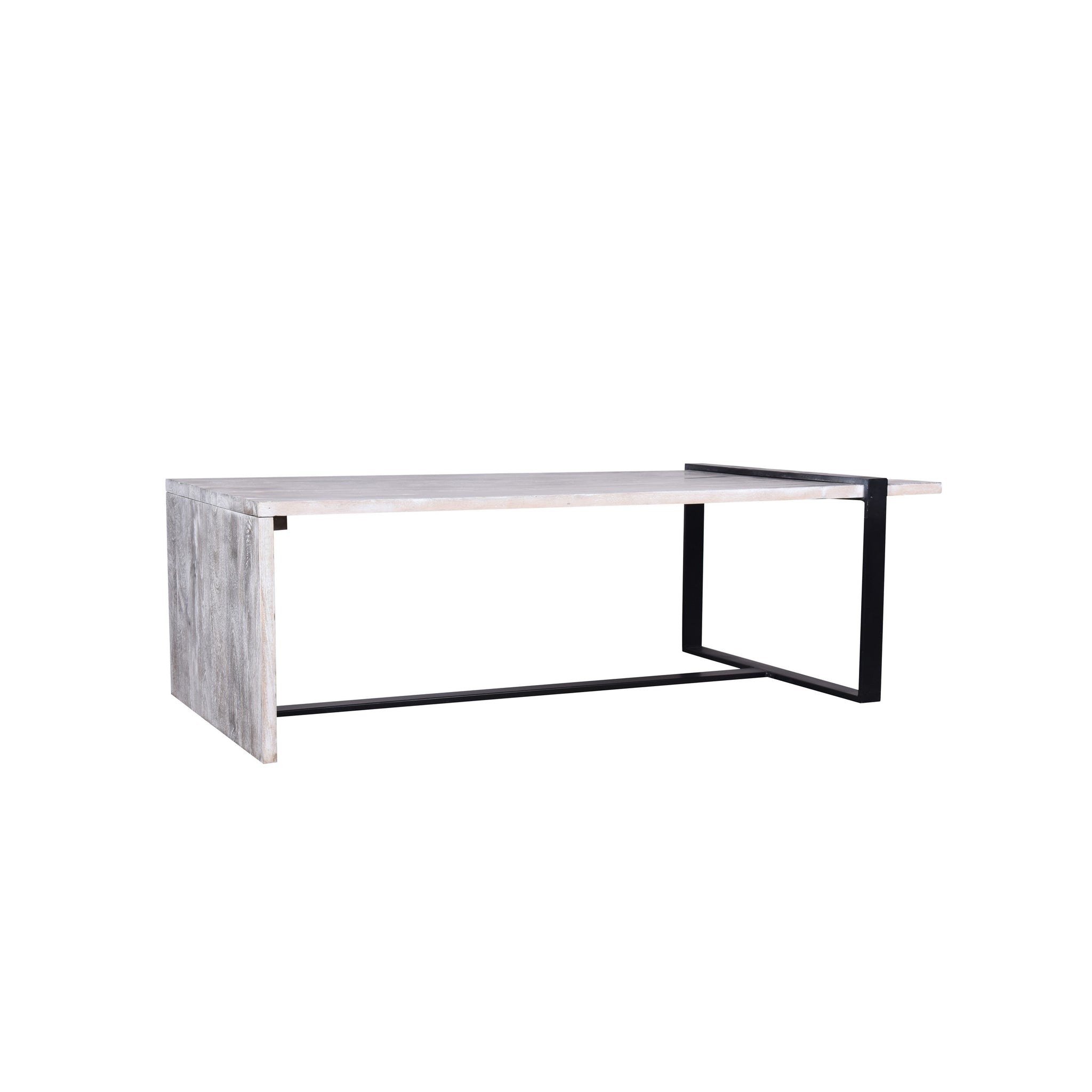 Farmhouse Rectangular Coffee Table With Wooden Top And Geometric Metal Frame, Gray And Black Gray Solid Wood