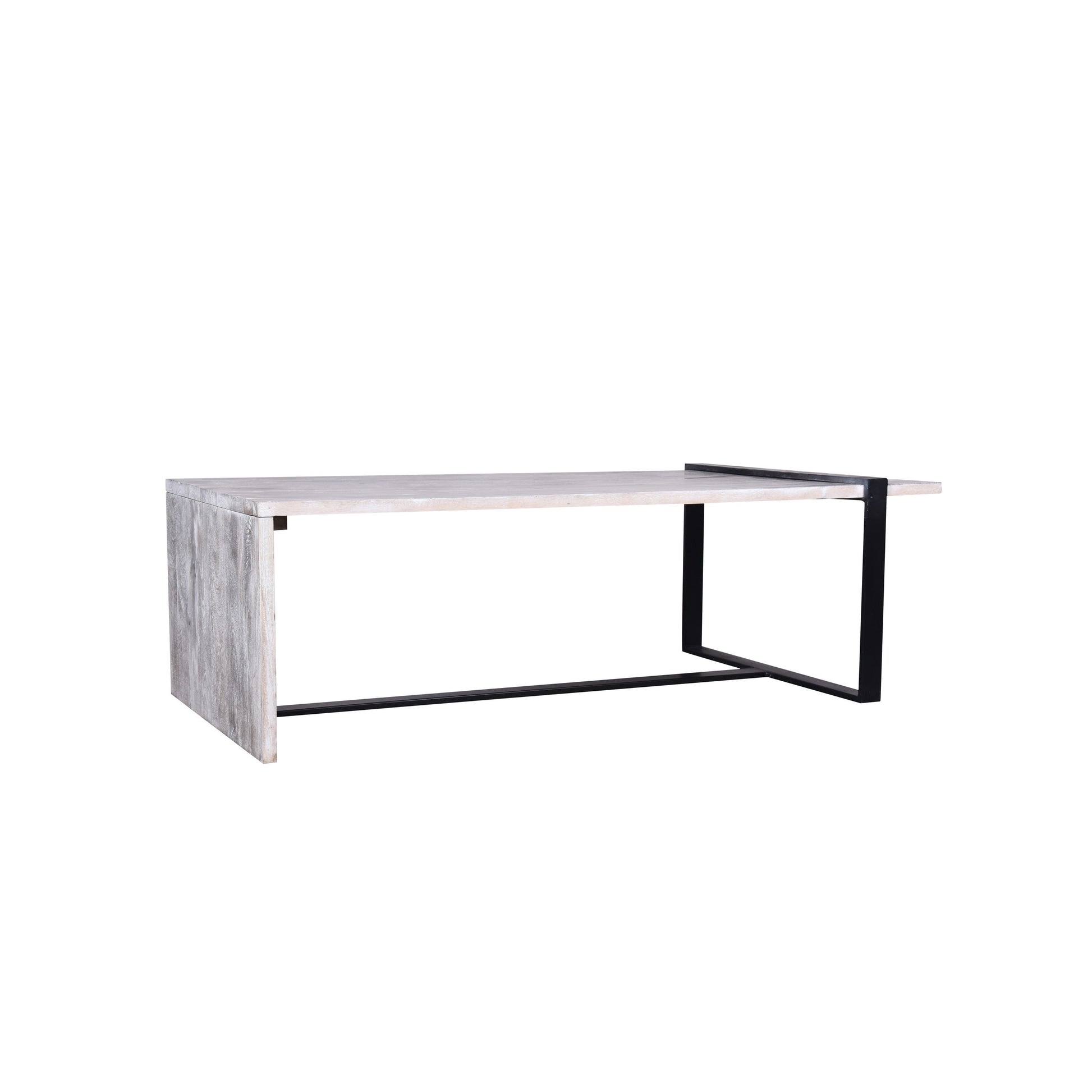 Farmhouse Rectangular Coffee Table With Wooden Top And Geometric Metal Frame, Gray And Black Gray Solid Wood