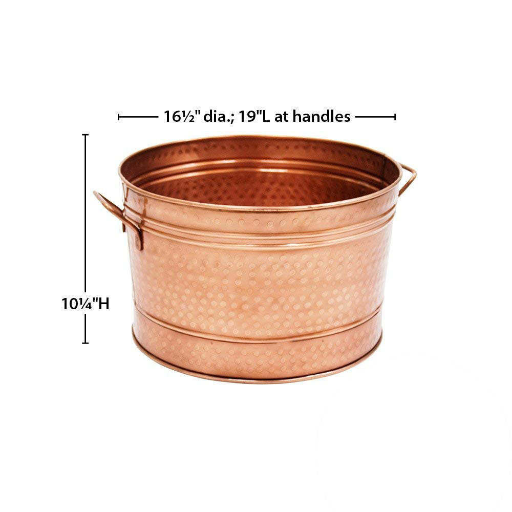 Hammered Pattern Galvanized Farmhouse Style Tub, Copper Coppery Metal
