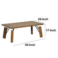 Rectangular Wooden Coffee Table With Block Legs, Natural Brown Brown Mdf