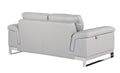 Top Grain Italian Leather Loveseat Light Gray Foam Leather