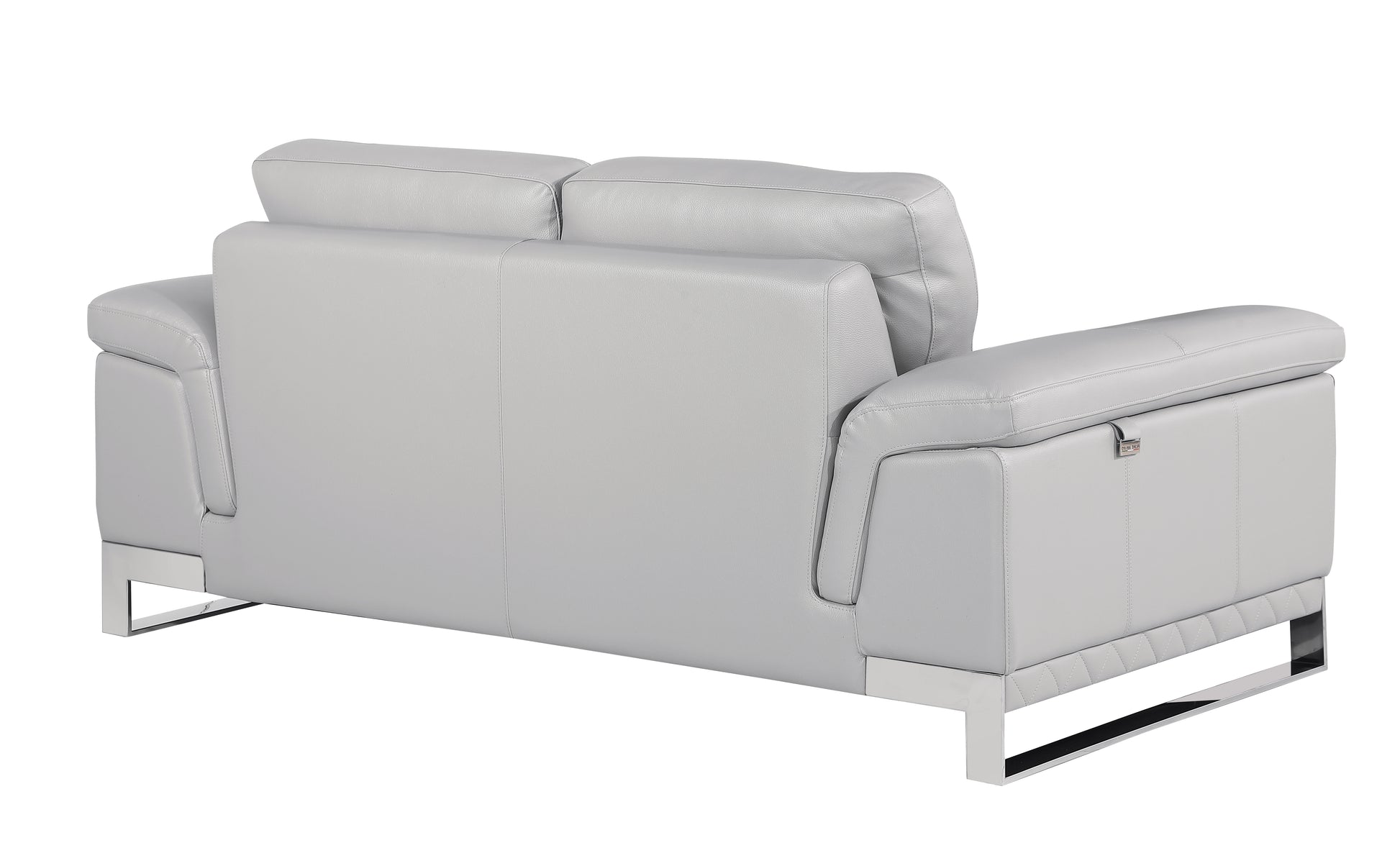 Top Grain Italian Leather Loveseat Light Gray Foam Leather