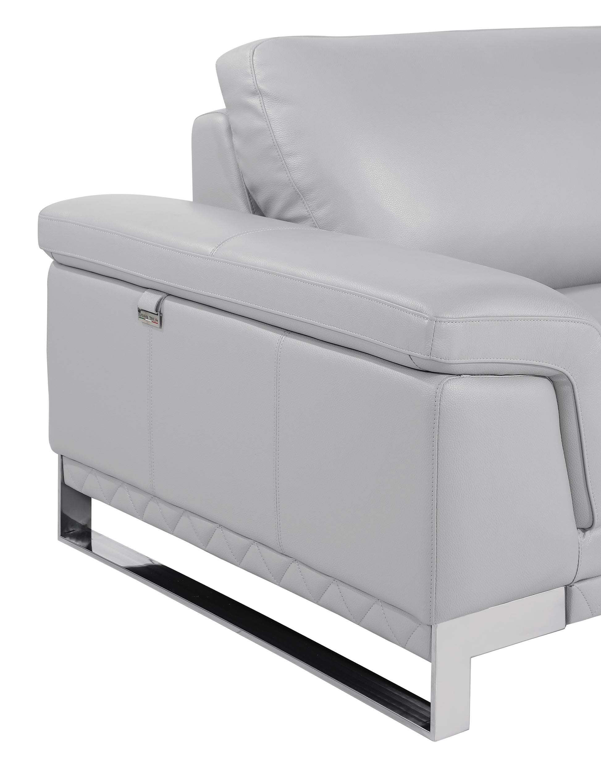 Top Grain Italian Leather Chair Light Gray Foam Leather