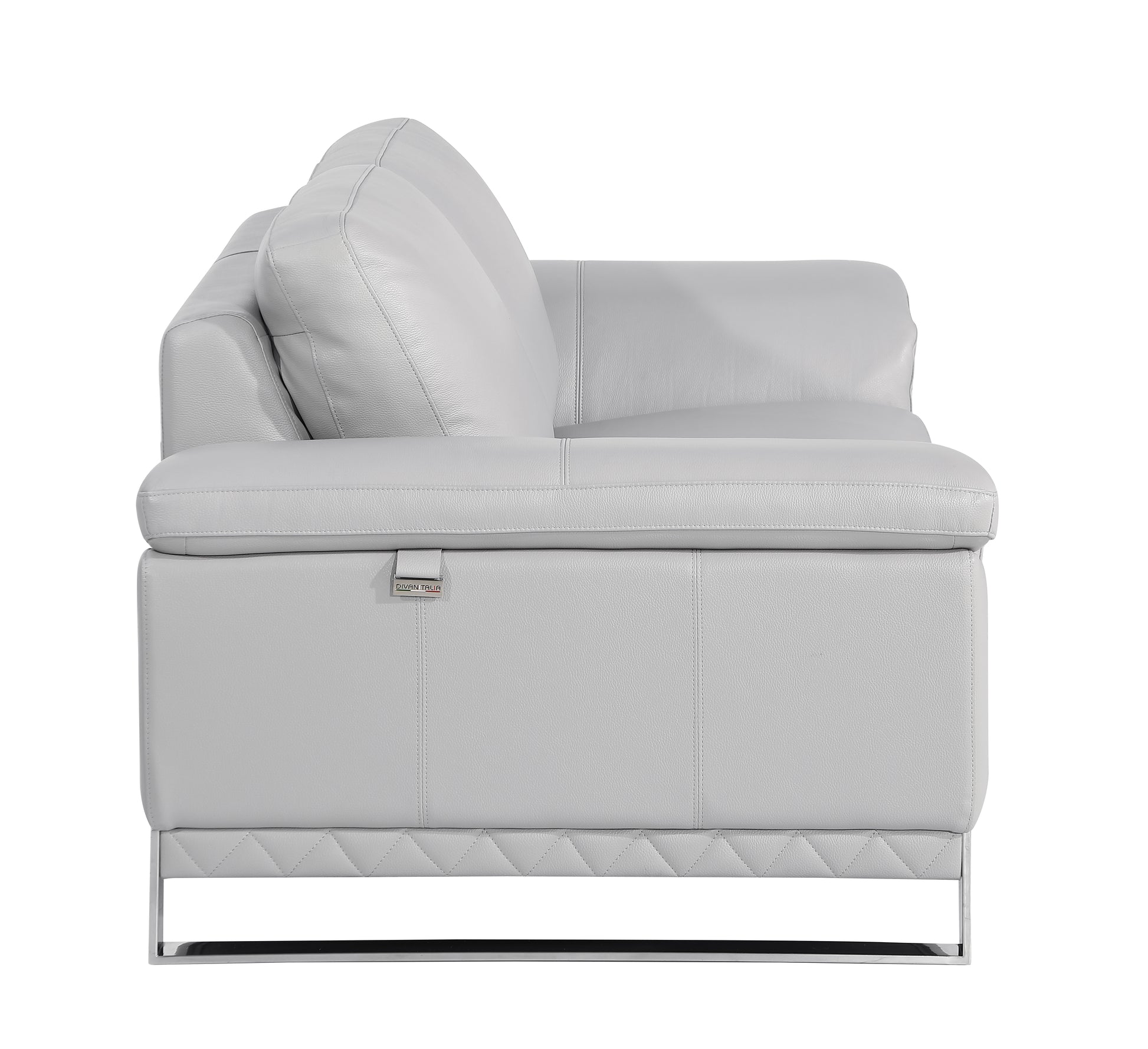 Top Grain Italian Leather Loveseat Light Gray Foam Leather